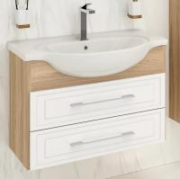 Тумба с раковиной Runo Дублин 80 подвесная, дуб, белый