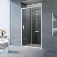 Душевая дверь в нишу Vegas Glass ZP NOVO 115 01 01 115 см, профиль белый, стекло прозрачное