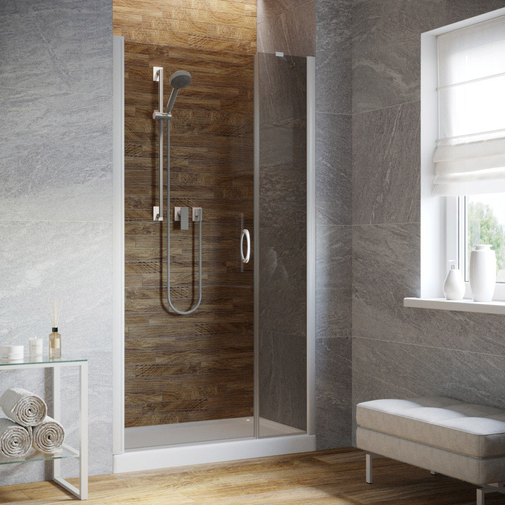 Душевая дверь в нишу Vegas Glass EP-F-2 LUX 155 01 07 L, профиль белый, стекло графит