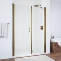 Душевая дверь в нишу Vegas Glass EP-F-2 130 05 crystalvision L профиль бронза, стекло crystalvision