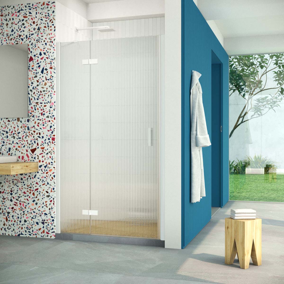 Душевая дверь в нишу Vegas Glass AFP Retta 120 01 Moru L, профиль белый, стекло Moru