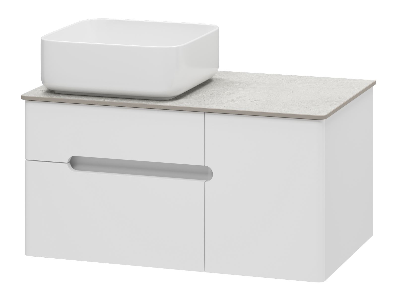 Тумба с раковиной Misty Роял 80 белая подвесная, со столешницей