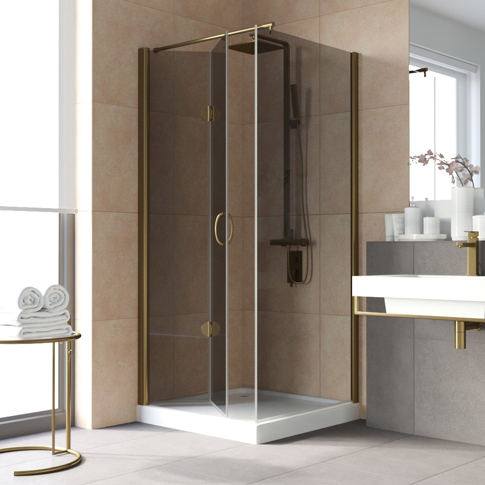Душевой уголок Vegas Glass GPS-Fis LUX 80*80 05 07 L, профиль бронза, стекло графит