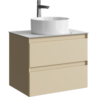 Тумба с раковиной Aqwella 5 stars Geometria 65 подвесная 2 ящика, морская дюна, столешница белый мрамор