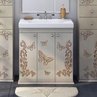 Тумба с раковиной Misty Бабочка 75 бежевая, патина