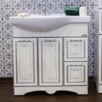 Тумба с раковиной Sanflor Адель 82 белая, патина серебро, R