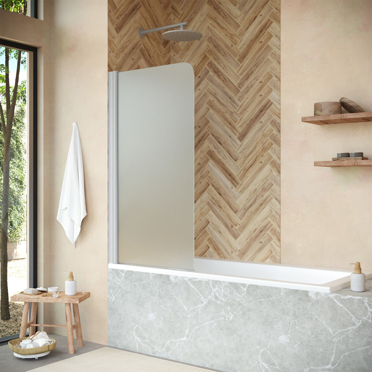 Шторка на ванну Vegas Glass  EV NOVO 60 07 10 L, профиль матовый хром, стекло сатин