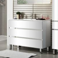 Тумба с раковиной Sanvit Кубэ-3 100 белый глянец, напольная