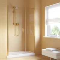 Душевая дверь в нишу Vegas Glass EP-F-2 LUX 155 09 crystalvision L профиль золото глянцевое, стекло crystalvision