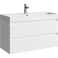 Тумба с раковиной Aqwella 5 stars Geometria 100 подвесная, 2 ящика, белая