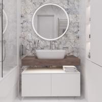 Мебель для ванной Stworki Ольборг 100 столешница дуб карпентер, без отверстий, 2 тумбы 50, с раковиной Vitra Shift