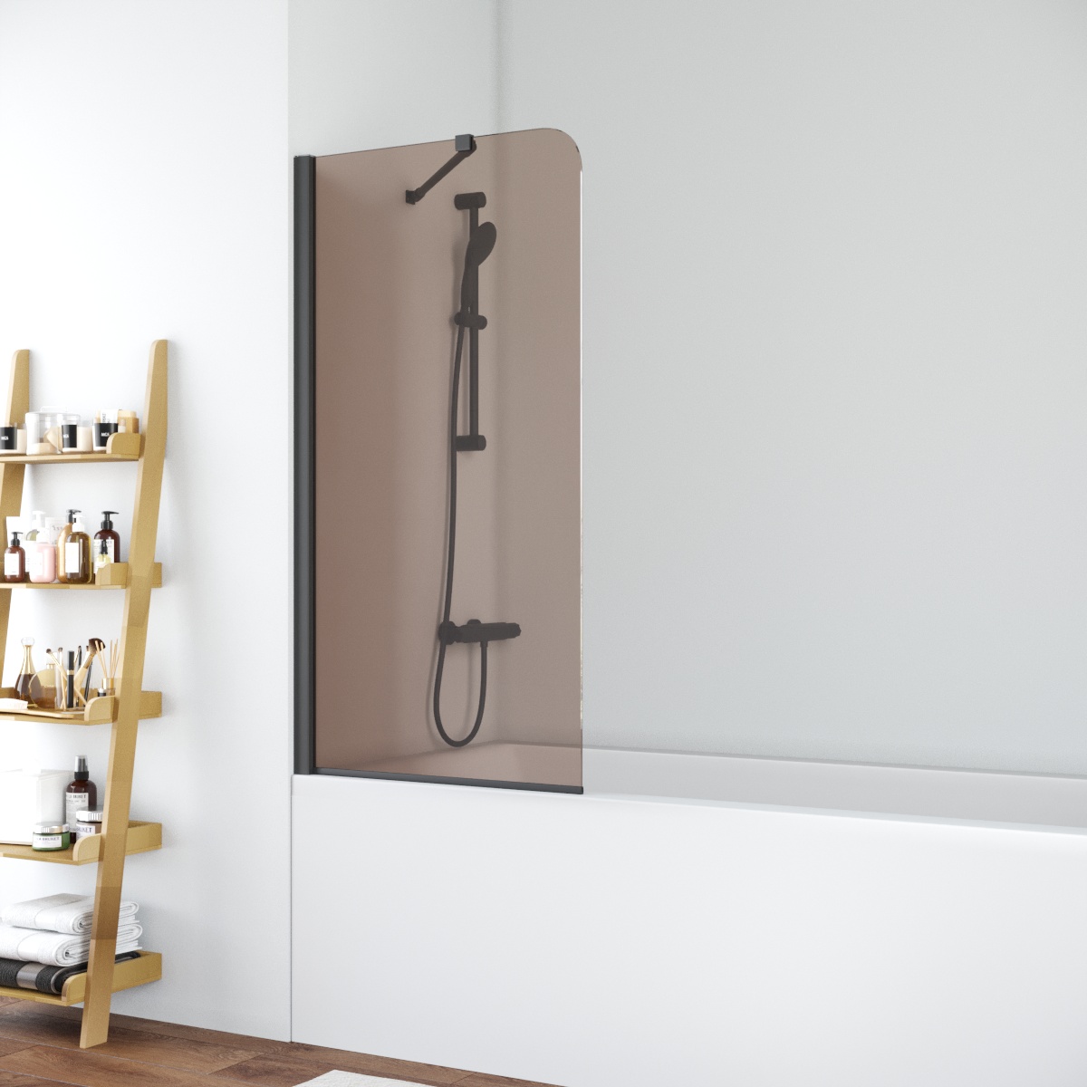 Шторка на ванну Vegas Glass  EV ST NOVO 76 02М 05, профиль черный матовый, стекло бронза