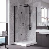 Душевой уголок Vegas Glass GPS-Fis LUX 80*110 02М 01 L профиль черный матовый, стекло прозрачное