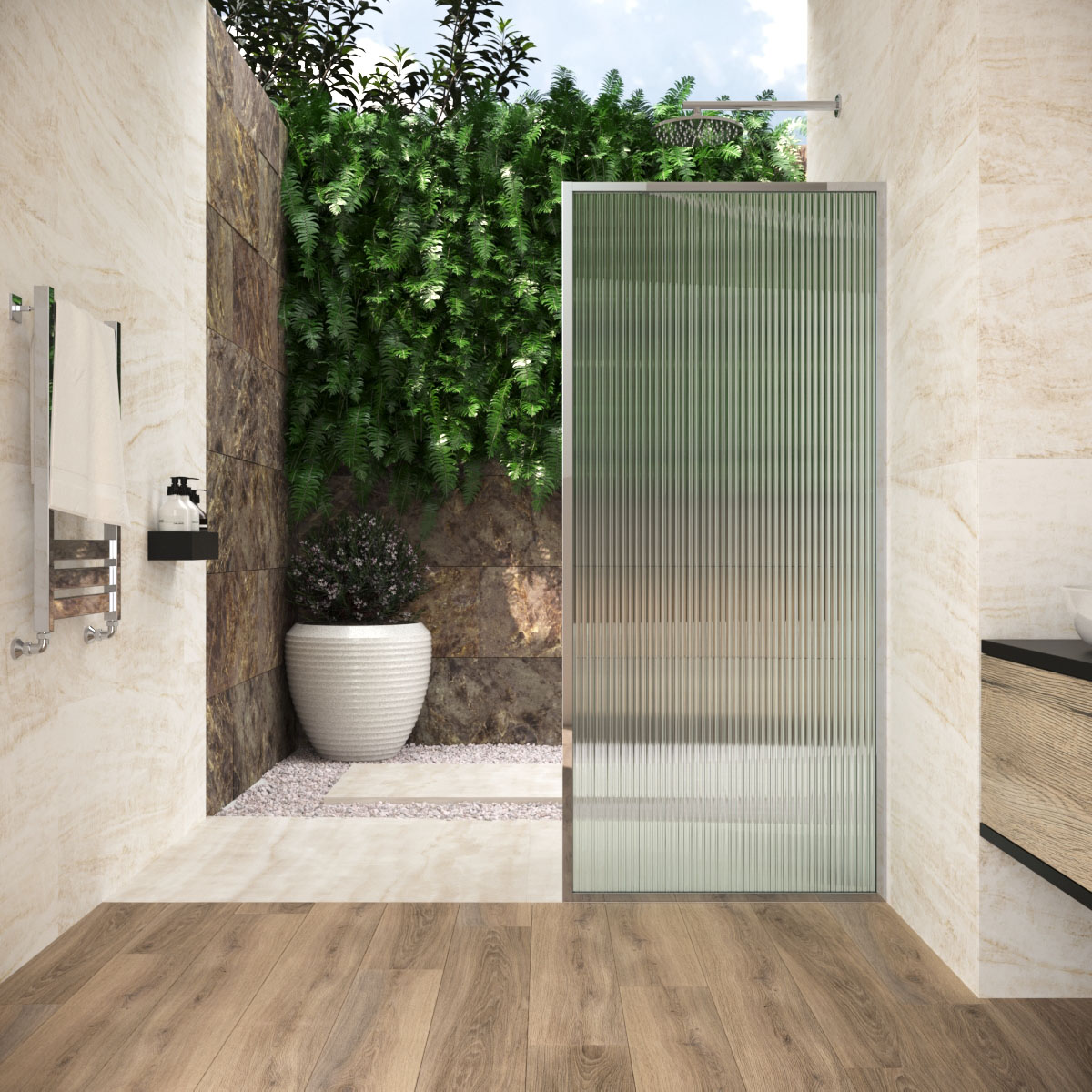 Душевая перегородка Vegas Glass EAF Frame 90 08 Moru, профиль глянцевый хром, стекло Moru