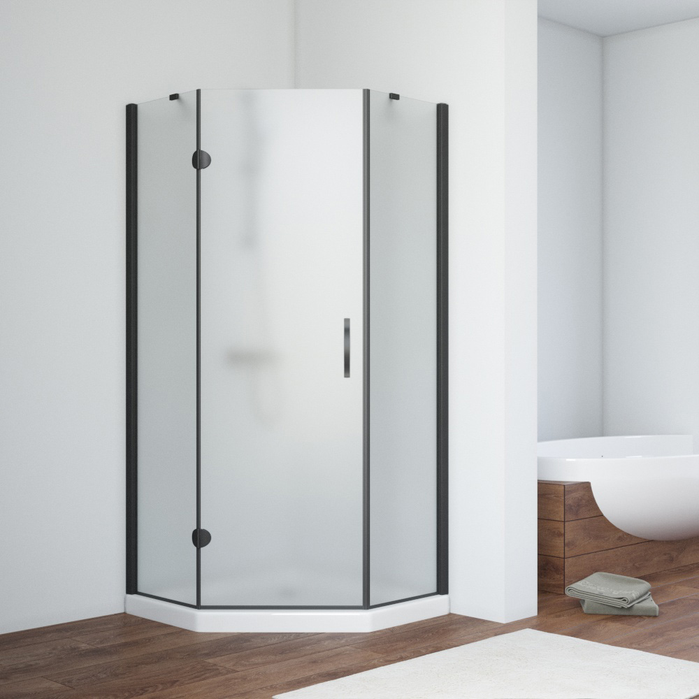 Душевой уголок Vegas Glass AFA-Pen NOVO 110 02М 10 L, профиль черный матовый, стекло сатин