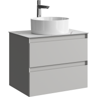 Тумба с раковиной Aqwella 5 stars Geometria 65 подвесная 2 ящика, серый туман, столешница белый мрамор