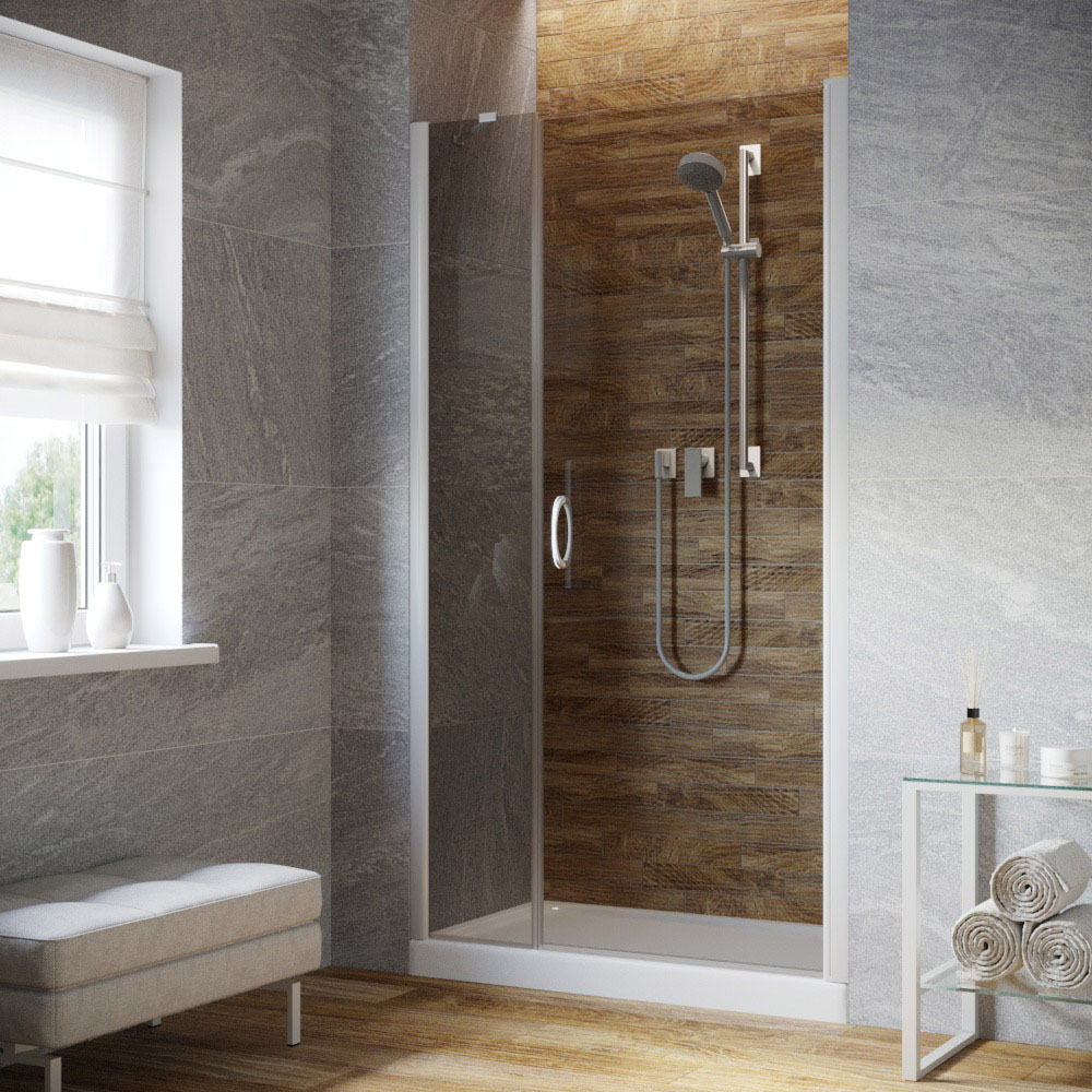 Душевая дверь в нишу Vegas Glass EP-F-2 LUX 100 01 07 R, профиль белый, стекло графит