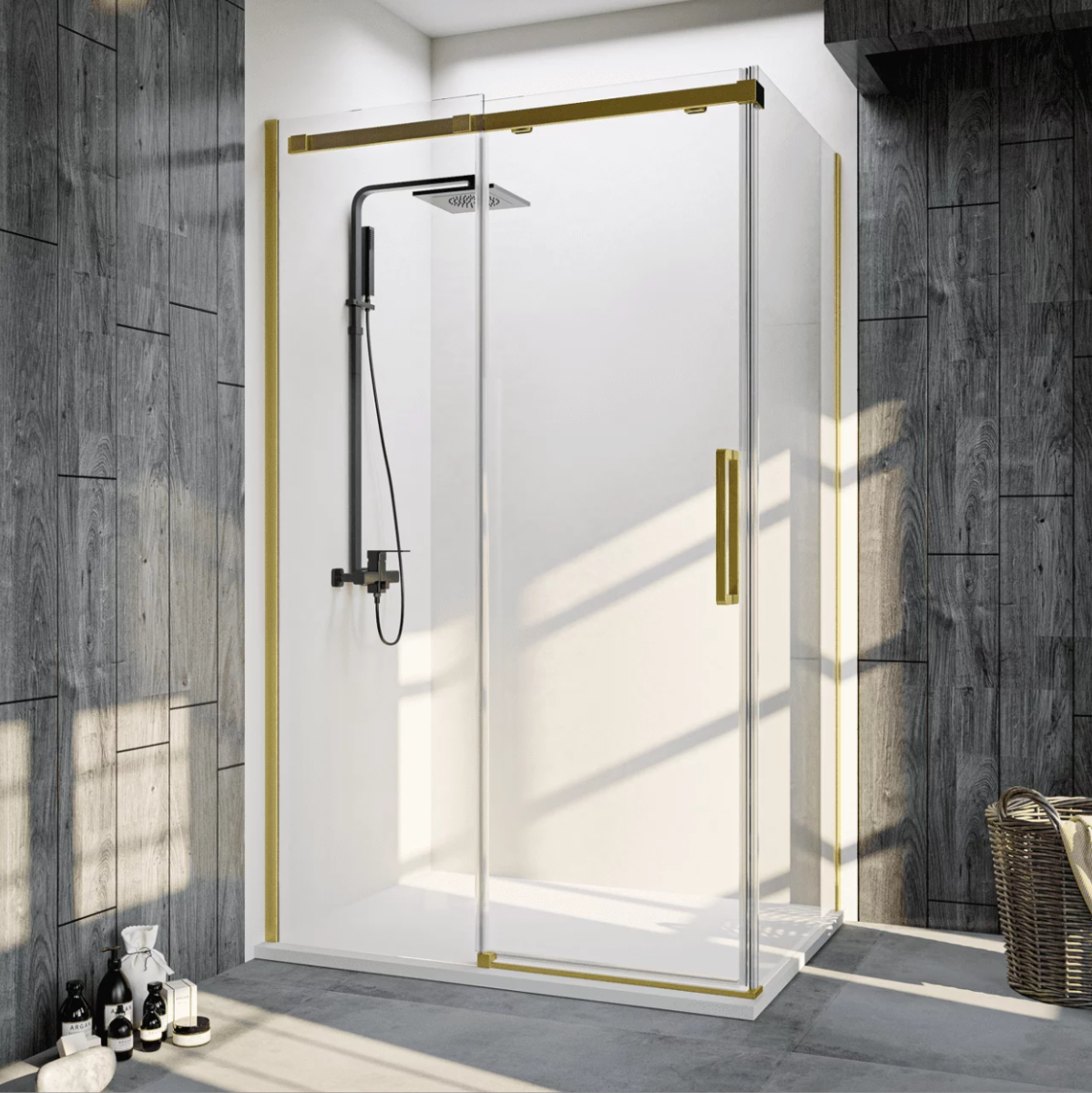 Душевой уголок Veconi Rovigo RV-070G 140x80 цвет профиля золото