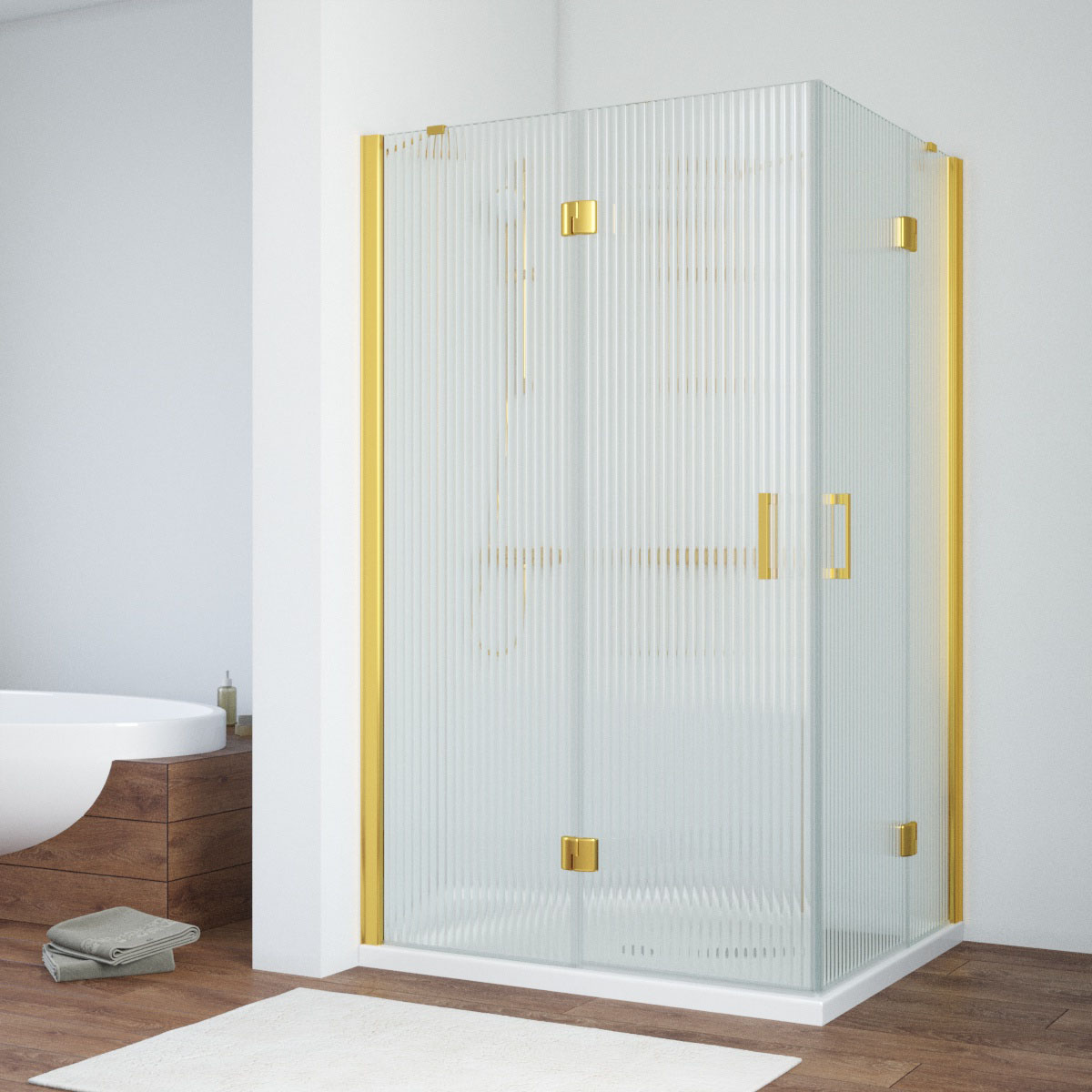 Душевой уголок Vegas Glass AFA-F TUR NOVO h1890 120*110 09 Moru L, профиль золото глянцевое, стекло Moru