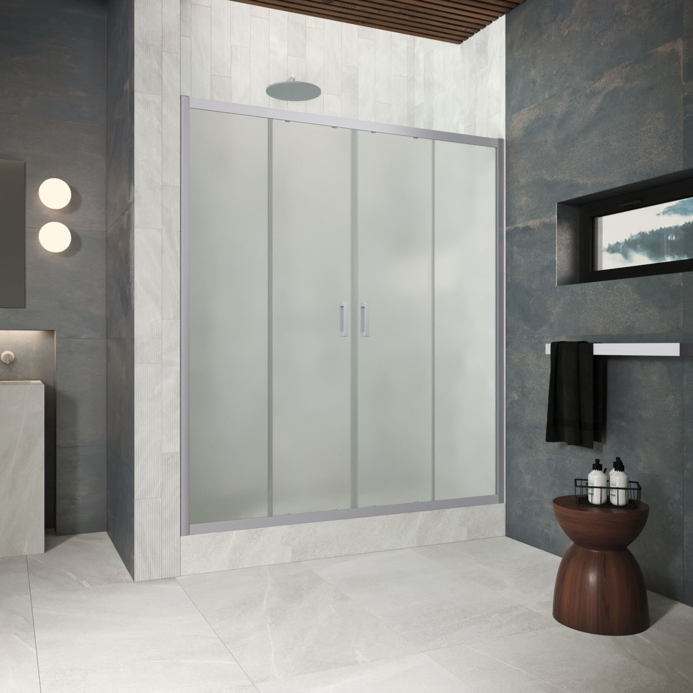 Душевая дверь в нишу Vegas Glass  Z2P Protec h1900 165 07 10, профиль матовый хром, стекло сатин