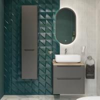 Мебель для ванной Stworki Берген 60 серая со светлой столешницей, раковина Soul 1