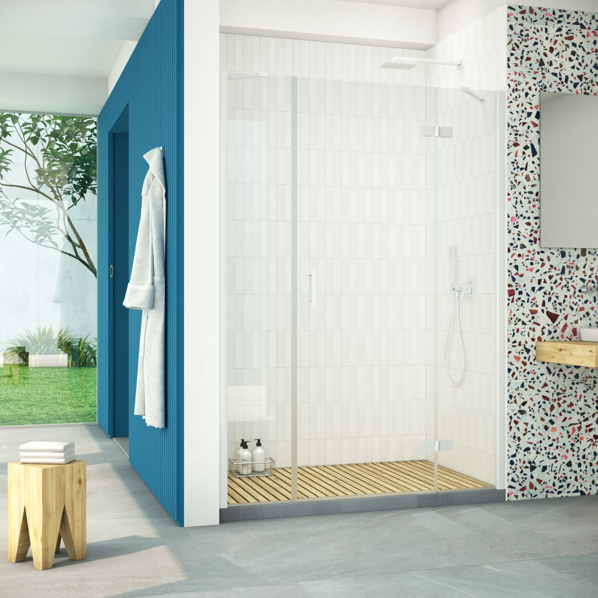 Душевая дверь в нишу Vegas Glass AFP-F Retta 140 01 crystalvision R, профиль белый стекло crystalvision