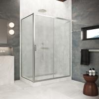 Душевой уголок Vegas Glass ZP+ZPV Protec 145*100 04 02, профиль никель, стекло шиншилла