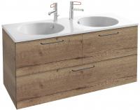 Тумба с раковиной Jacob Delafon Odeon Rive Gauche 120 дуб табак, 3 ящика, ручки черные