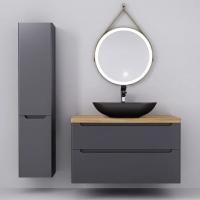 Мебель для ванной Jorno Wood 100, серая, светлая столешница