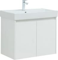 Тумба с раковиной Aquanet Nova Lite 75 белый глянец, с дверками
