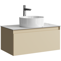 Тумба с раковиной Aqwella 5 stars Geometria 80 подвесная 1 ящик, морская дюна, столешница белый мрамор