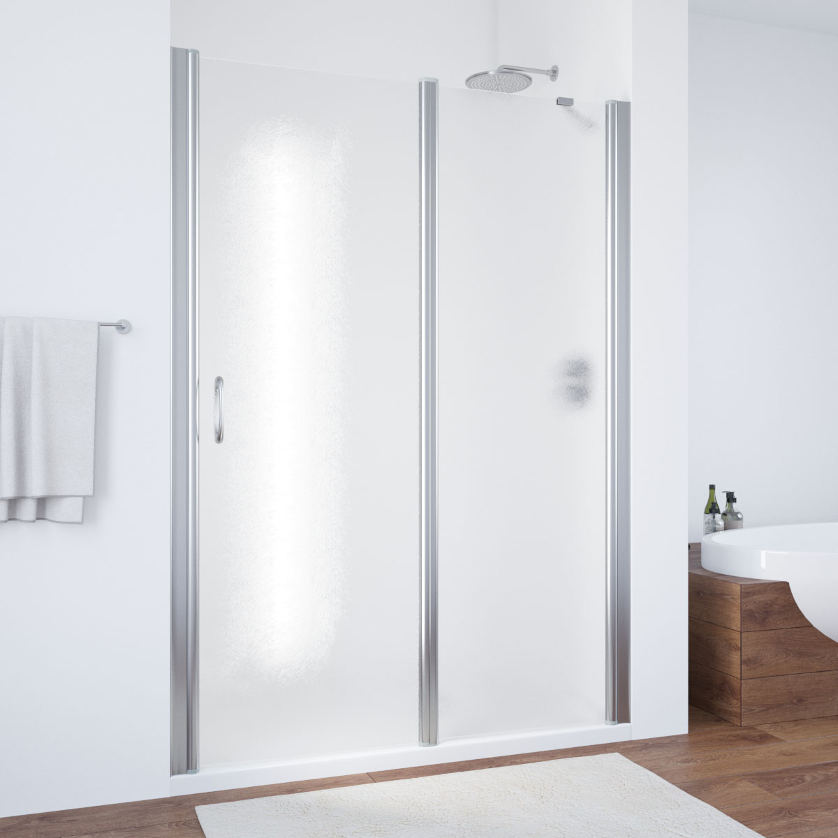 Душевая дверь в нишу Vegas Glass  EP-F-1 115 08 02 R, профиль глянцевый хром, стекло шиншилла