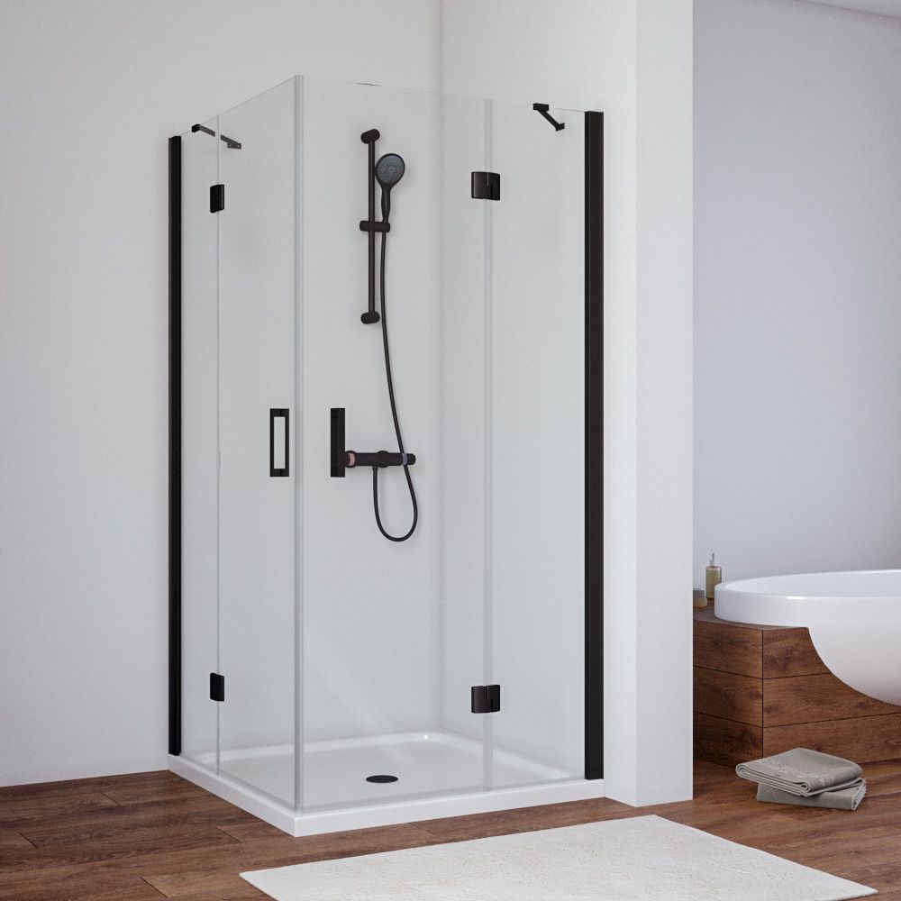 Душевой уголок Vegas Glass AFA NOVO 120 02М 01 профиль черный матовый, стекло прозрачное