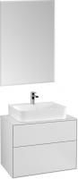Мебель для ванной Villeroy & Boch Finion 80 white matt lacquer, glass white matt, с настенным освещением