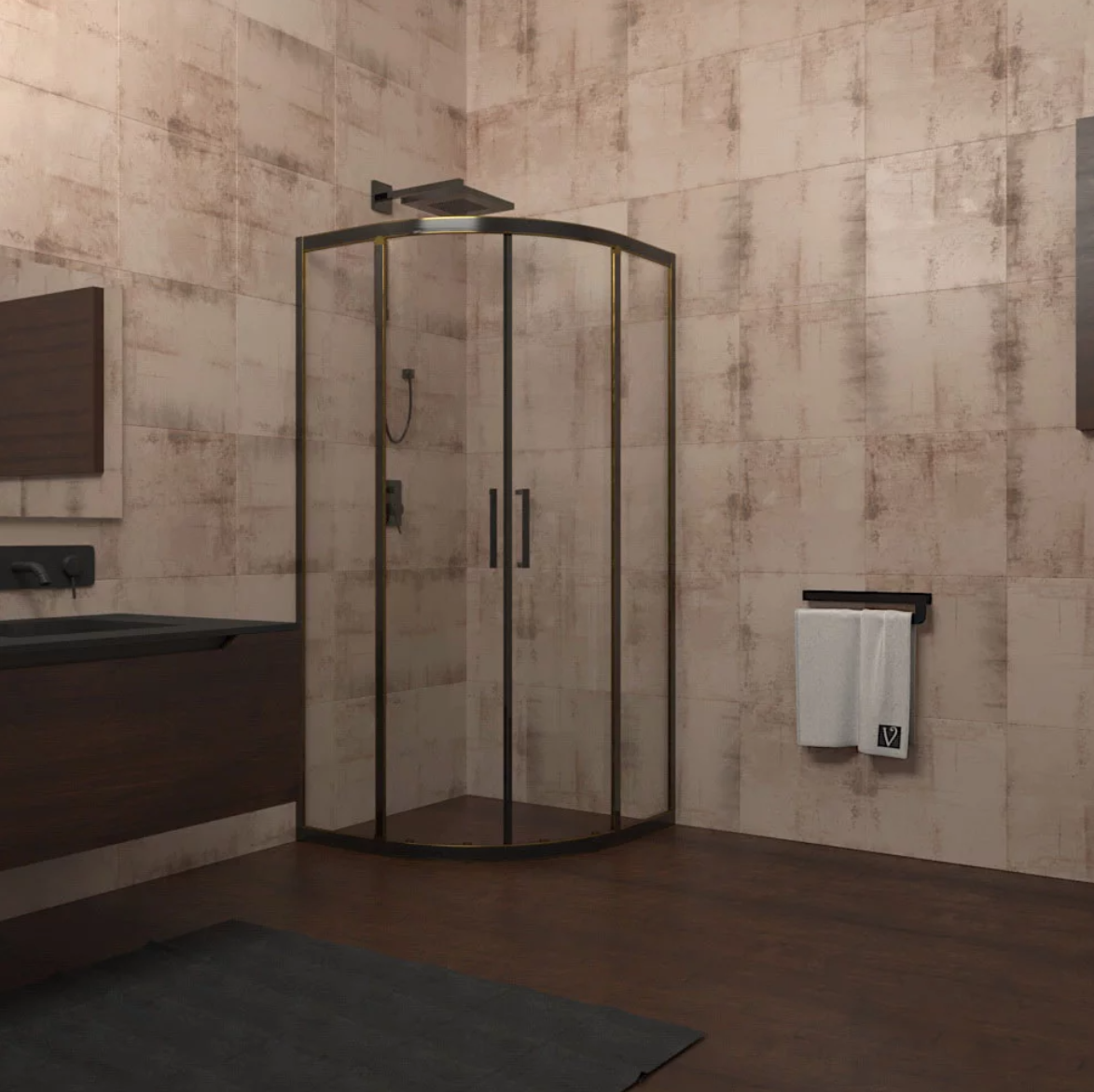 Душевой уголок Veconi Rovigo RV-04 100x100, профиль черный