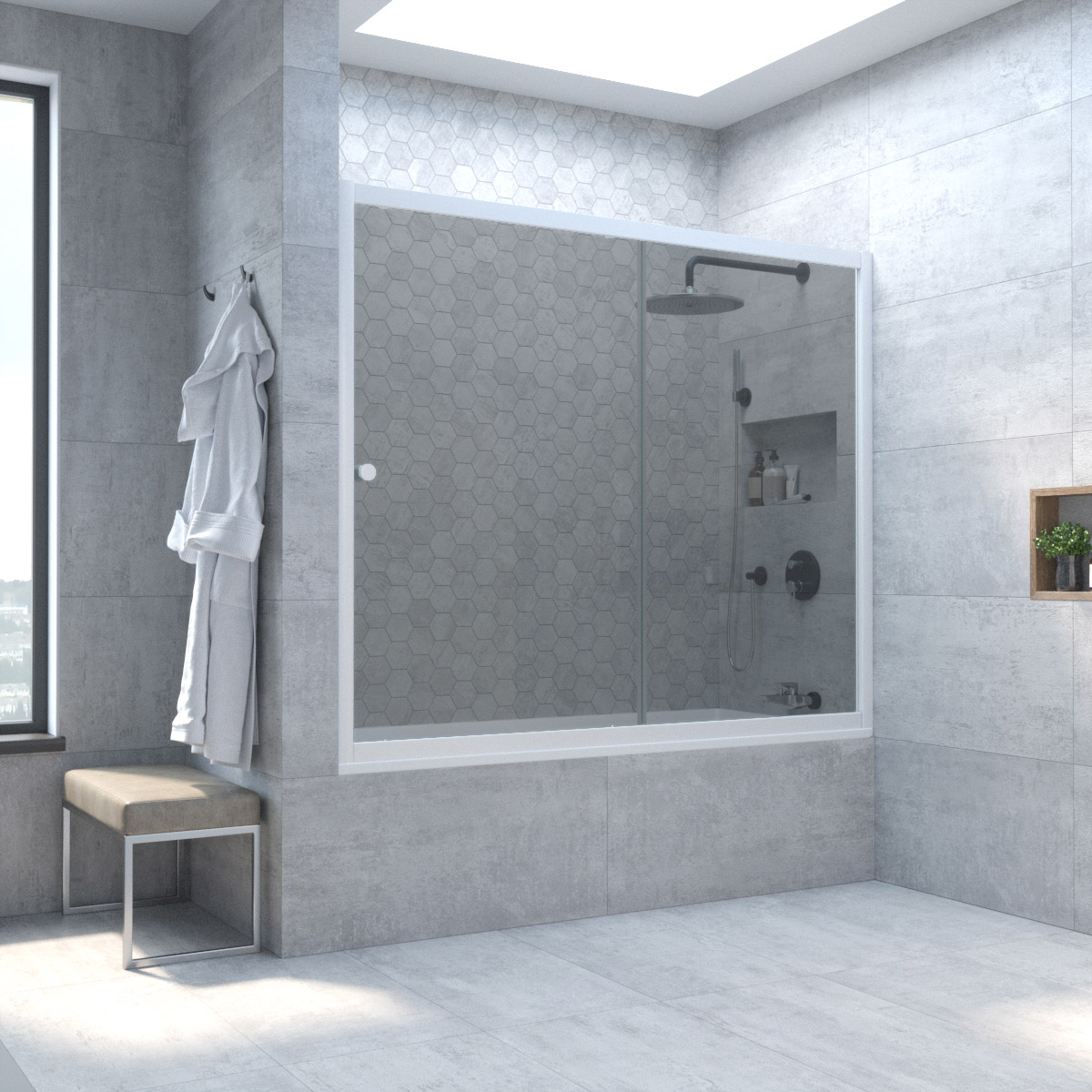 Шторка на ванну Vegas Glass ZV NOVO 160 01 07, профиль белый, стекло графит