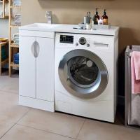 Тумба с раковиной Runo Лира 45 R под стиральную машину, раковина лайт