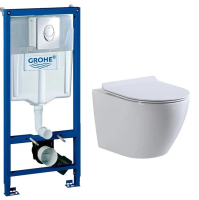 Инсталляция Grohe Rapid SL 38721001 с кнопкой + унитаз подвесной BeWash Minimal BKWHR003480