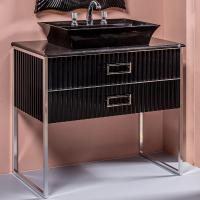 Тумба с раковиной Armadi Art Monaco 100 столешницей из мрамора черная, хром, прямоугольная раковина