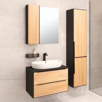 Мебель для ванной Runo Мальта 70 подвесная, дуб, черная