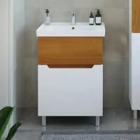 Тумба с раковиной Sanstar Valencia 80, напольная, орех ноче эко, белый