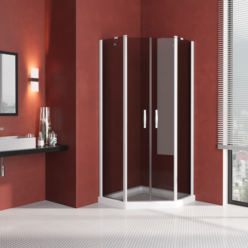 Душевой уголок Vegas Glass EFA-Pen LUX 100 01 07, профиль белый, стекло графит