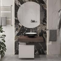 Мебель для ванной Stworki Ольборг 80 столешница дуб карпентер, без отверстий, с тумбой 50, с раковиной Vitra Water jewels