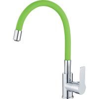 Смеситель для кухни Haiba HB70112-12 с гибким изливом, зеленый/ хром
