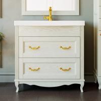 Тумба с раковиной ValenHouse Лиора 90 слоновая кость, фурнитура золото