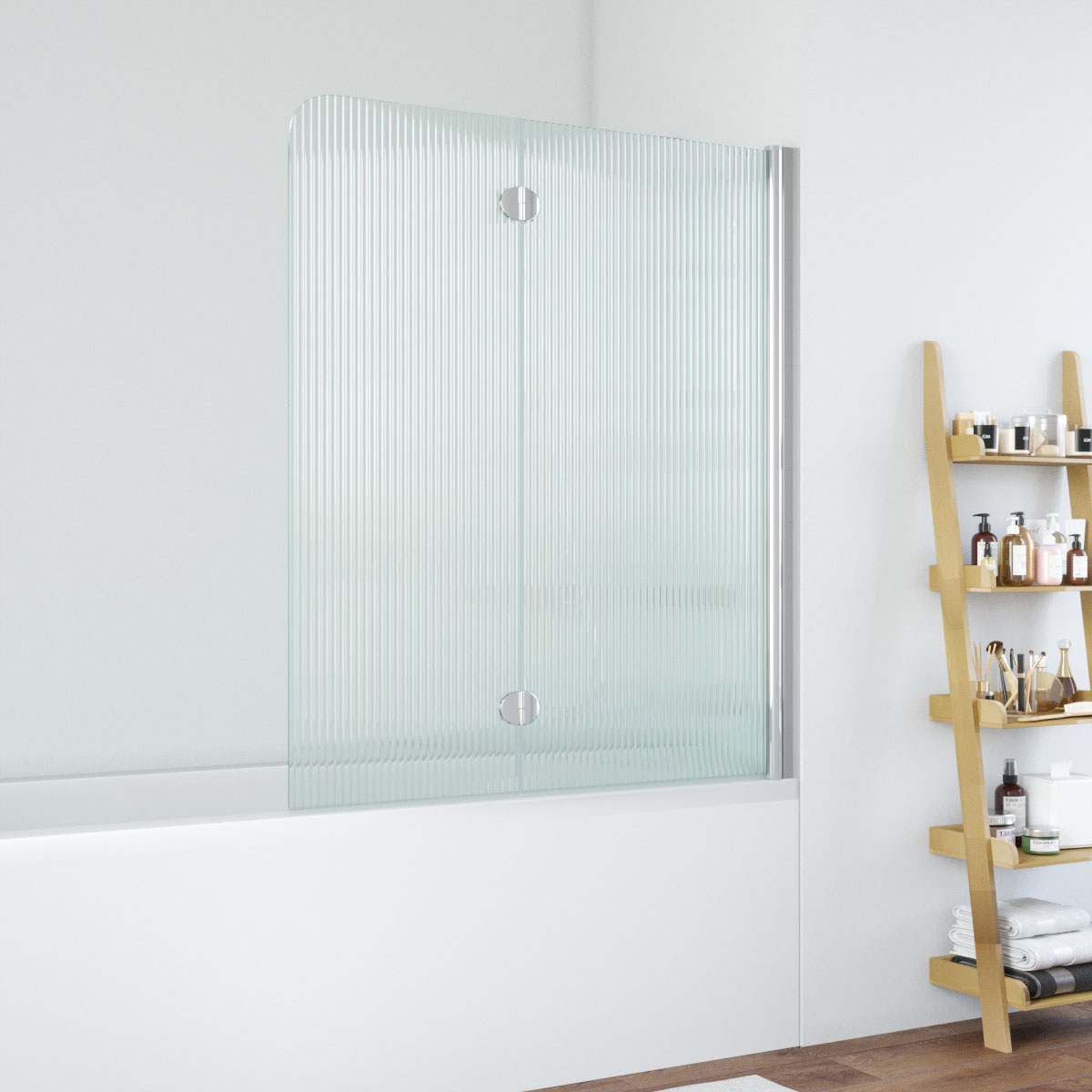 Шторка на ванну Vegas Glass  E2V 120 08 Moru R, профиль глянцевый хром, стекло Moru