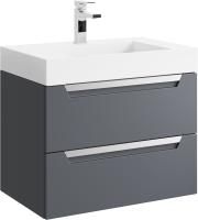 Тумба с раковиной Aqwella Cube 70 серая матовая