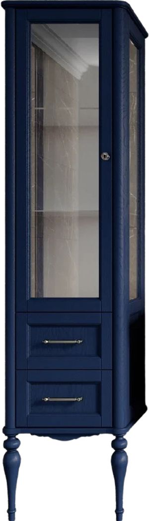 Пенал ValenHouse Эстетика 40 L синий витрина, фурнитура хром