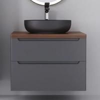Тумба с раковиной Jorno Wood 80, серая, темная столешница