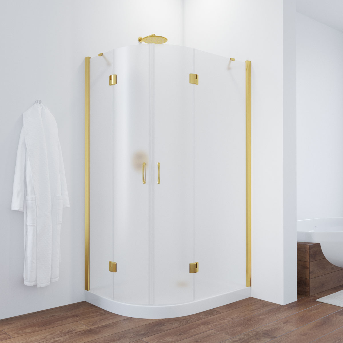 Душевой уголок Vegas Glass AFS-F TUR NOVO h1890 90*80 09 10 R, профиль золото глянцевое, стекло сатин